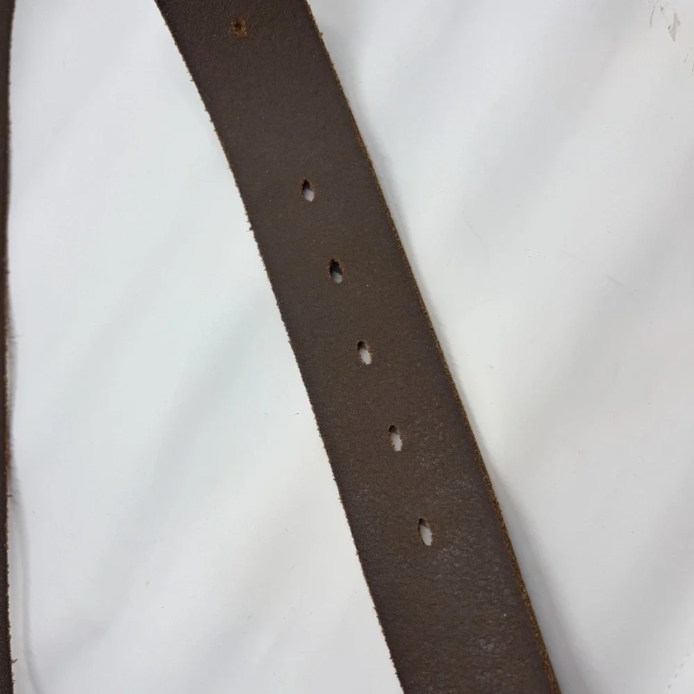 Timberland Brown Genuine Leather Belt Men's Size 34 Brown Top Stitching